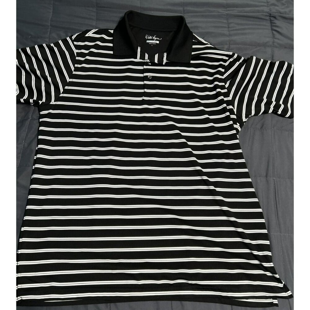 Walter Hagen Hydro Dri Polo Shirt Large Black And White Stripe